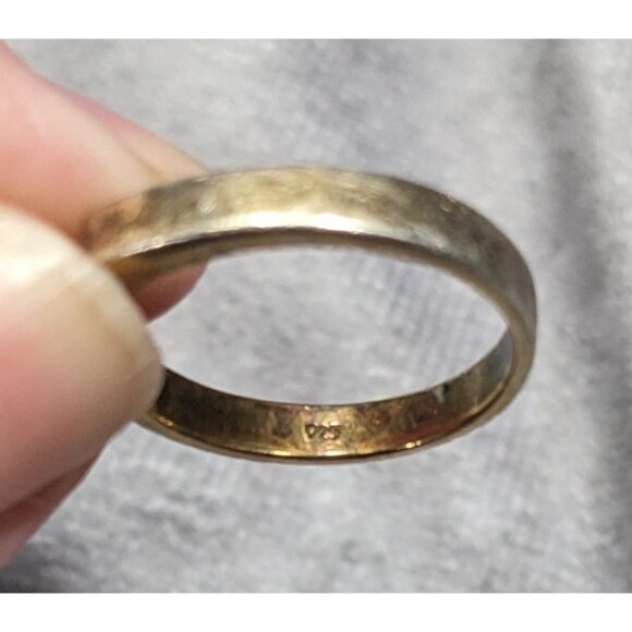 Minimalist Gold Tone Over Sterling Silver Single Cubic Zirconia Ring - Picture 10 of 12